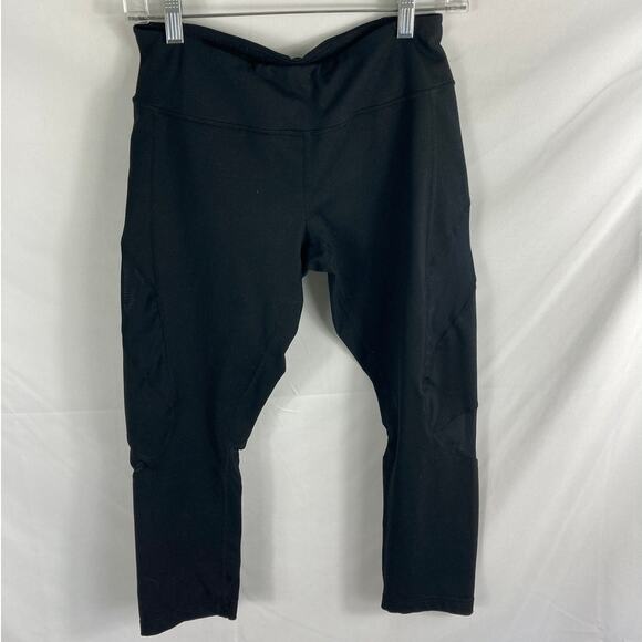 Zella Mesh Cutout Black Crop leggings Size Medium - Picture 1 of 5